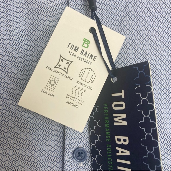 Tom Baine Performance Slim Fit Shirt 4 Way Stretch Wrinkle Free Flip Cuff 2XL - Picture 6 of 10